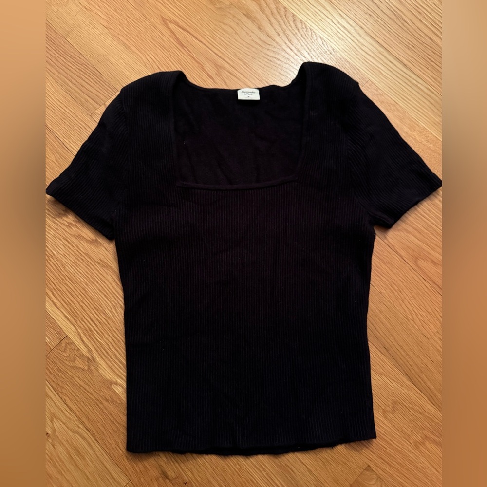 Abercrombie Black Ribbed Sweater Tee